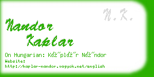 nandor kaplar business card